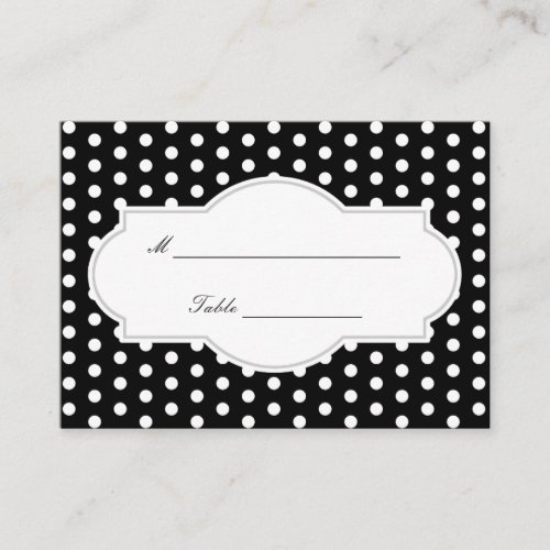 Classy Black Polka Dots Wedding Place Card Business Card Templates