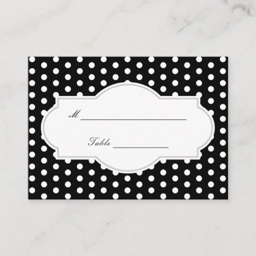 Customizable Classy Black Polka Dots Wedding Place Card Business Card Templates