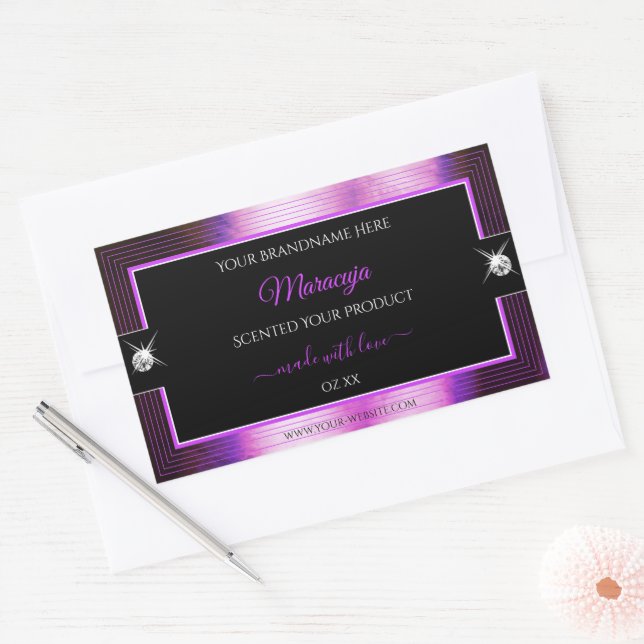 Classy Black Purple Shiny Brilliants Product Label (Envelope)