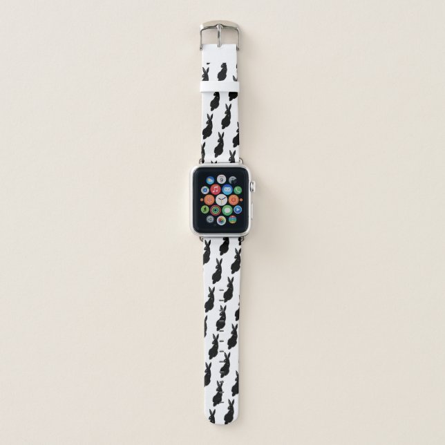 Classy Black Rabbit Silhouette Apple Watch Band (Front)