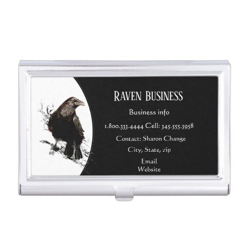 Classy Black Raven Bird  Business Service Shop  Business Card Case