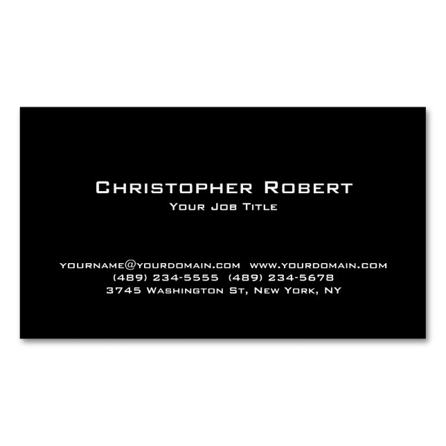 Classy Black Real Estate Business Card Magnet (Front)