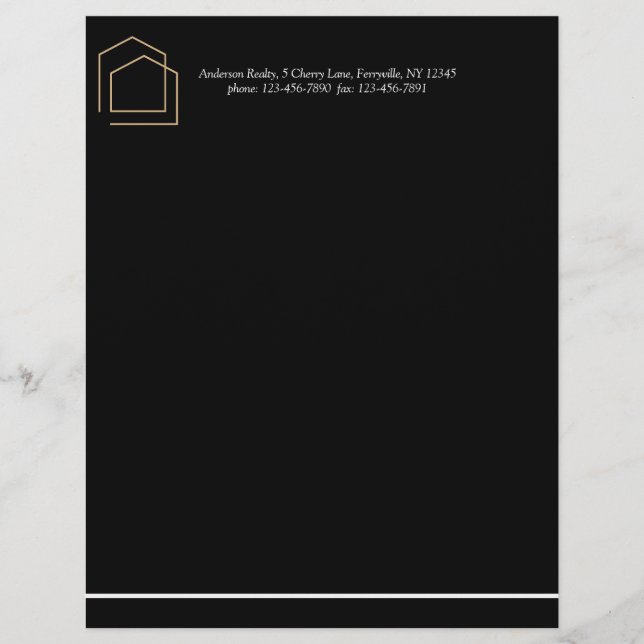 Classy Black Real Estate Letterhead (Front)