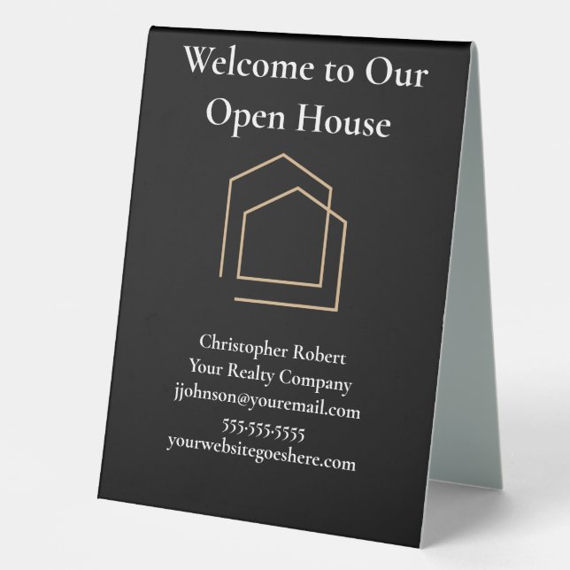 Classy Black Real Estate Table Tent (Front)