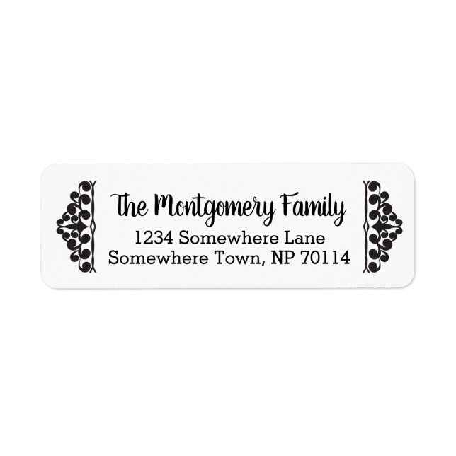 Classy Black Scrolled Brackets & Family Name Label (Front)