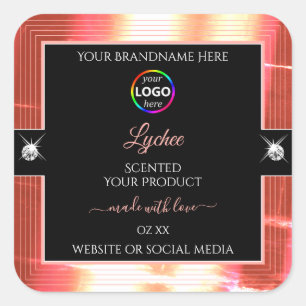 Classy Black Shiny Rose Golden Logo Product Label