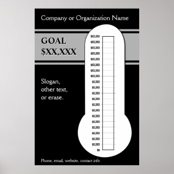 Classy Black Thermometer Poster by FundraisingAndGoals at Zazzle