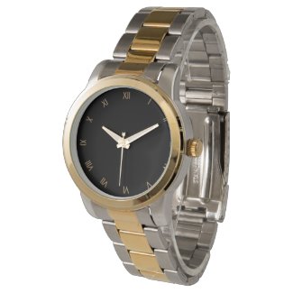 Classy Black w Gold Roman Numeral Wristwatch