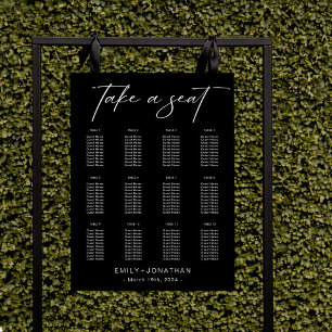 Classy Black Wedding Seating Charts Foam Board
