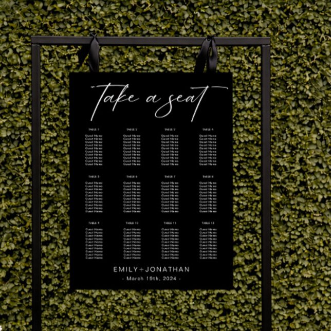 Classy Black Wedding Seating Charts Foam Board (Creator Uploaded)