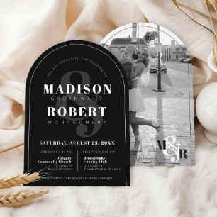 Classy Black & White Ampersand Photo Arch Wedding Invitation
