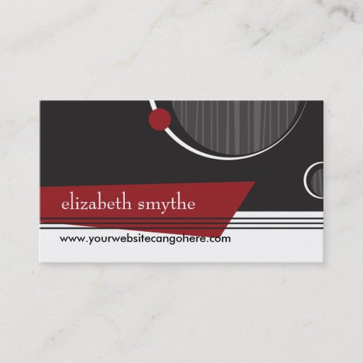 Customizable Classy Black White and Red Business Card