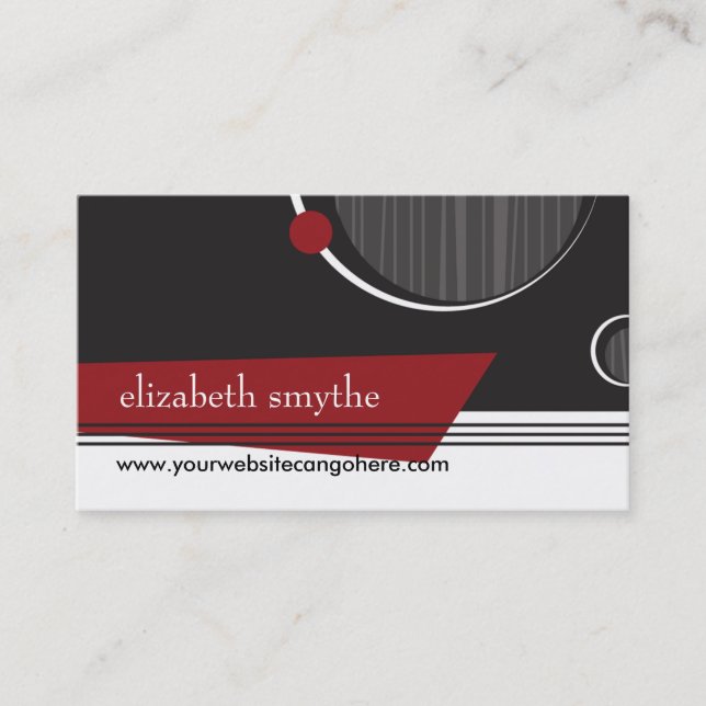 Classy Black White and Red Business Card (Front)