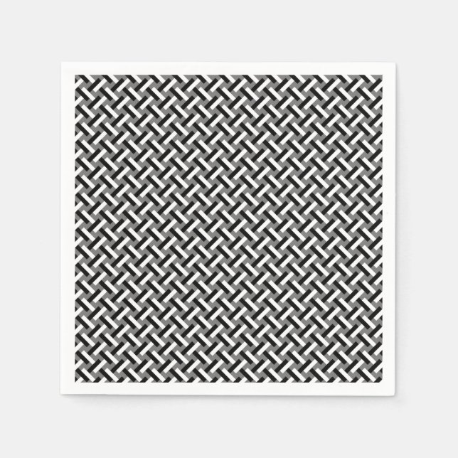 Classy Black & White Art Deco Herringbone Pattern Napkins (Front)
