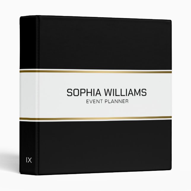 Classy Black White Background 3 Ring Binder (Front/Spine)