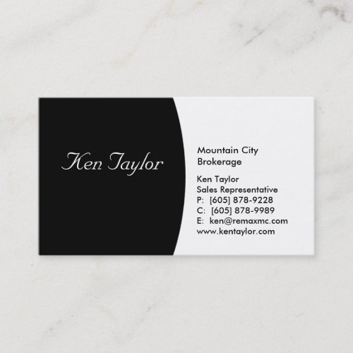 Classy Black &amp; White Business Card Round