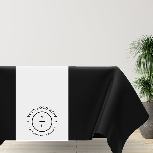 Classy Black White Business Logo Stripe Event Show Tablecloth