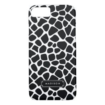Classy Black White Giraffe Print Personalized Iphone 8/7 Case by Jujulili at Zazzle