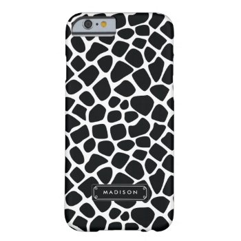 Classy Black White Giraffe Print Personalized Barely There Iphone 6 Case by Jujulili at Zazzle