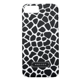 Classy Black White Giraffe Print Personalized iPhone 8/7 Case