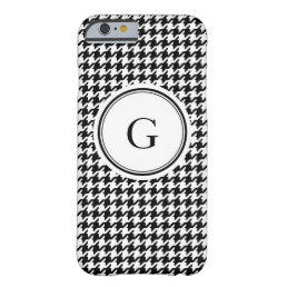 Classy black white houndstooth pattern monogram barely there iPhone 6 case