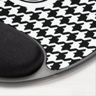 Classy black white houndstooth pattern monogram gel mouse pad