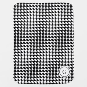 Classy black white houndstooth pattern monogram swaddle blanket
