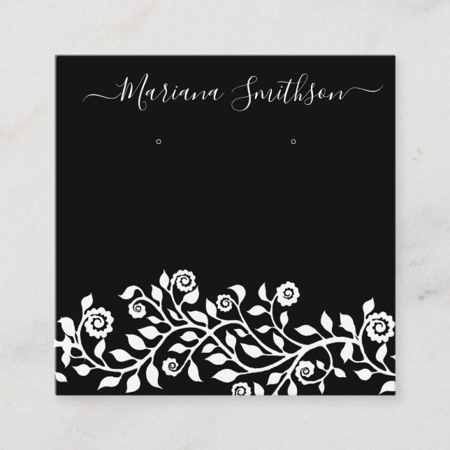    Classy Black White Large Earrings Display Cards (Front)