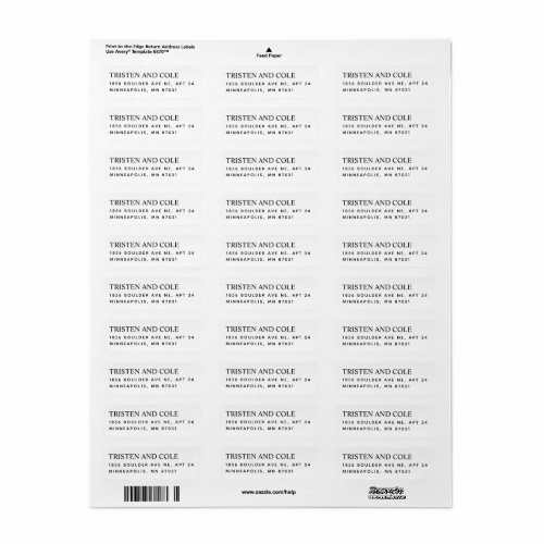 Classy Black White Left Aligned Return Address Label