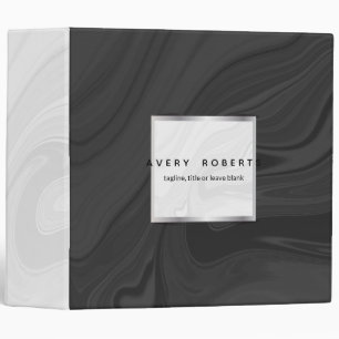 Classy black white marble Elegant geometric 3 Ring Binder