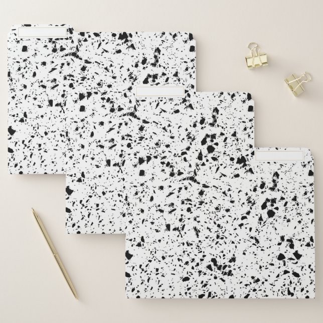 Classy Black White Marble Terrazzo File Folder (Set)