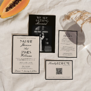 Classy Black White Old Money Luxury Wedding Invitation