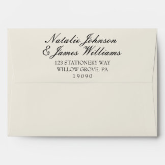 Classy Black White Old Money Vintage Wedding Envelope