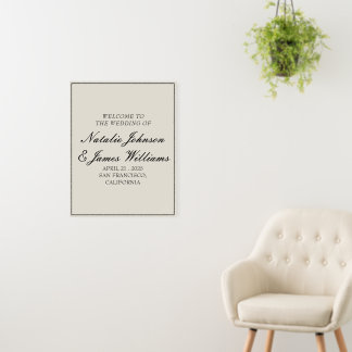 Classy Black White Old Money Wedding Welcome Sign