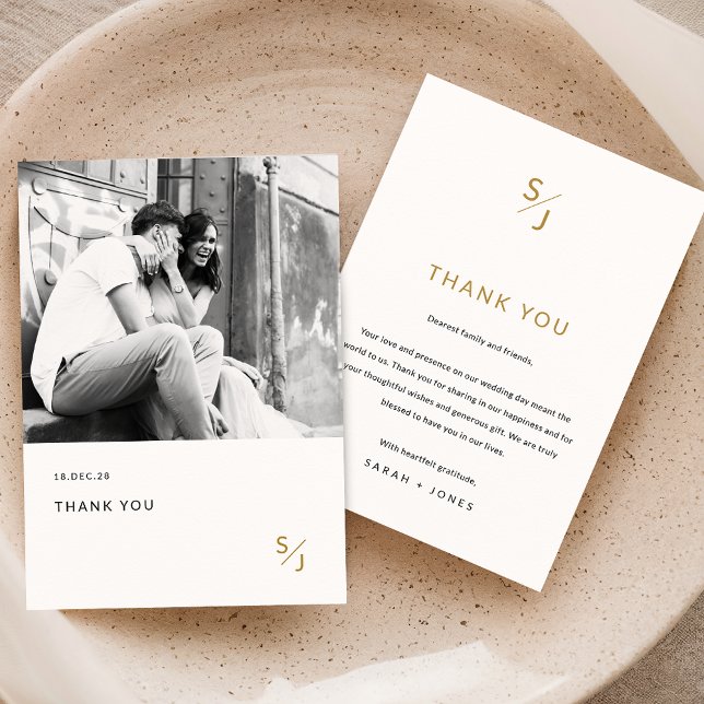 Classy Black & White Photo Wedding Thank You Card (Creator Uploaded)