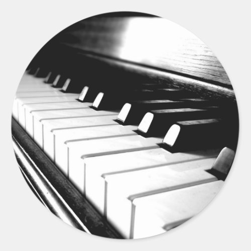 Classy Black  White Piano Photography Classic Round Sticker