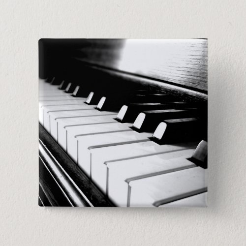 Classy Black  White Piano Photography Pinback Button