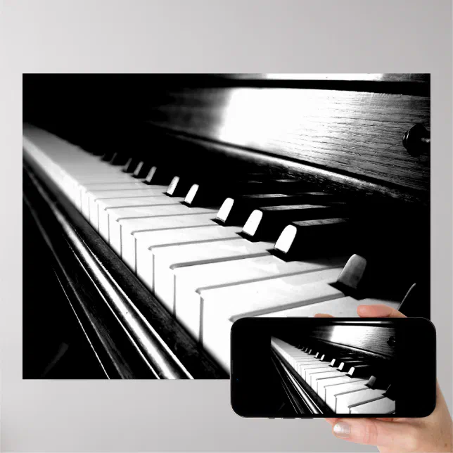 Classy Black & White Piano Photography Poster | Zazzle