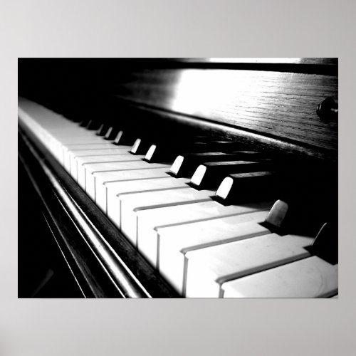 Classy Black  White Piano Photography Poster