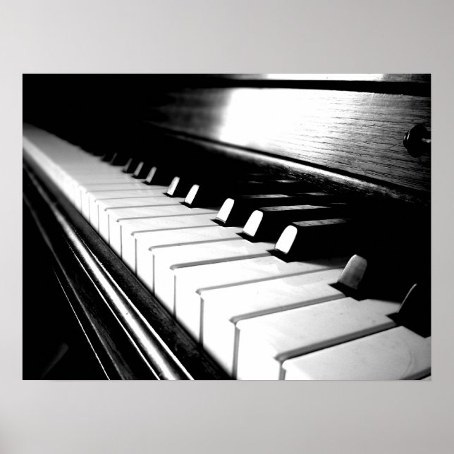 Classy Black & White Piano Photography Poster (Front)