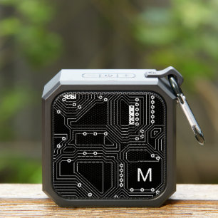 Classy Black White Retro Computer Circuit Board Bluetooth Speaker
