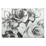 Classy Black White Rose With Touch Of Lavender Cloth Placemat at Zazzle