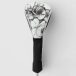 Classy Black White Rose With Touch Of Lavender Golf Head Cover at Zazzle