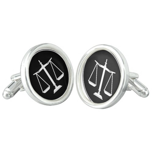 Classy black white Scales of Justice Cufflinks