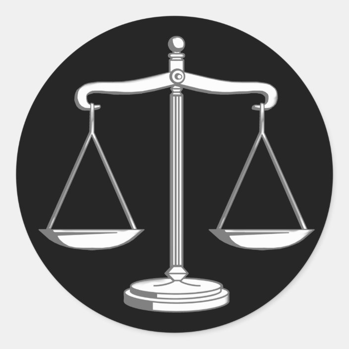 Classy Black & White Scales of Justice Law Gifts Classic Round