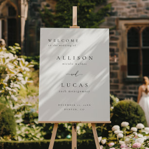 Classy Black & White Script Wedding Welcome Foam Board