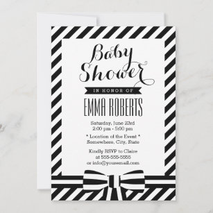Classy Black & White Stripes Baby Shower Invitation