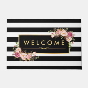 Black And White Doormats Welcome Mats Zazzle