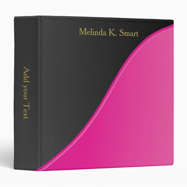 Classy Black with Bright Pink Accent 3 Ring Binder (Front/Spine)