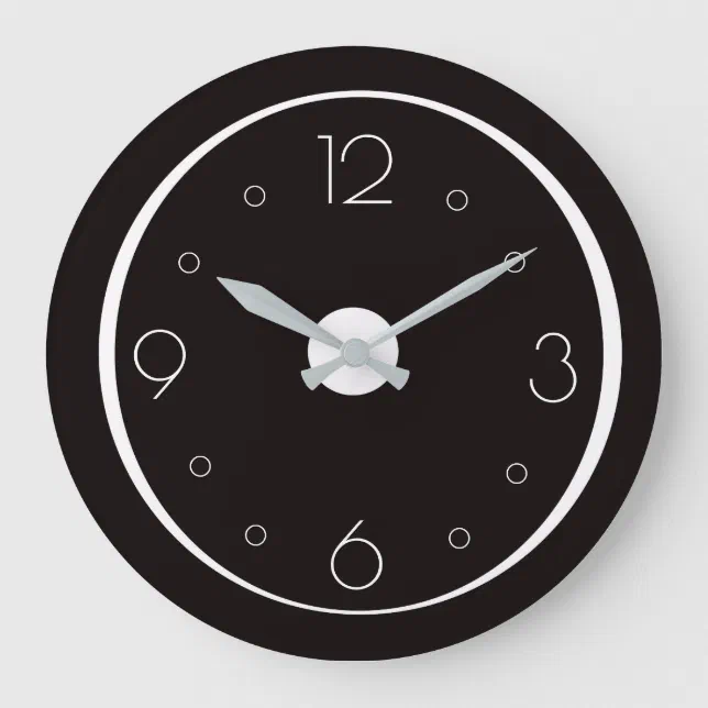Classy Black with White Nos >Simplistic Clocks | Zazzle